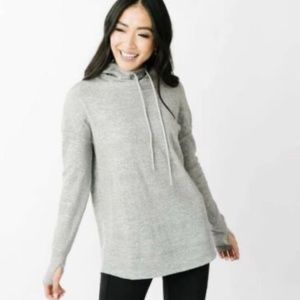 Zyia Light Gray Drawstring Hoodie